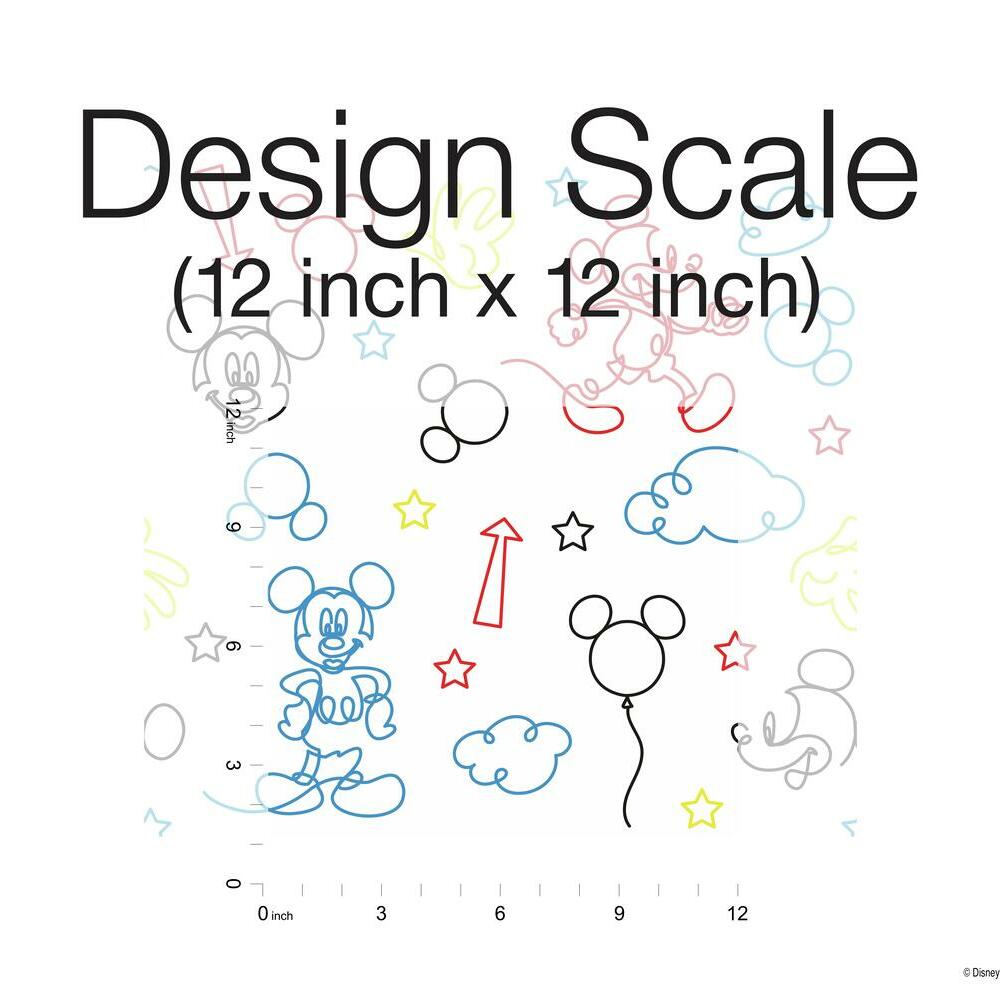 Disney Mickey Mouse Line Art Peel and Stick Wallpaper Peel and Stick Wallpaper RoomMates   