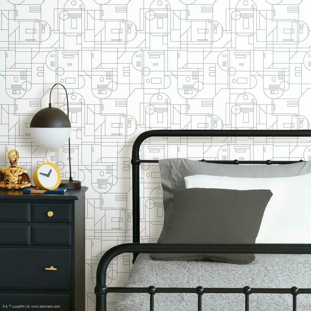 Star Wars R2D2 Geometric Peel and Stick Wallpaper Peel and Stick Wallpaper RoomMates   