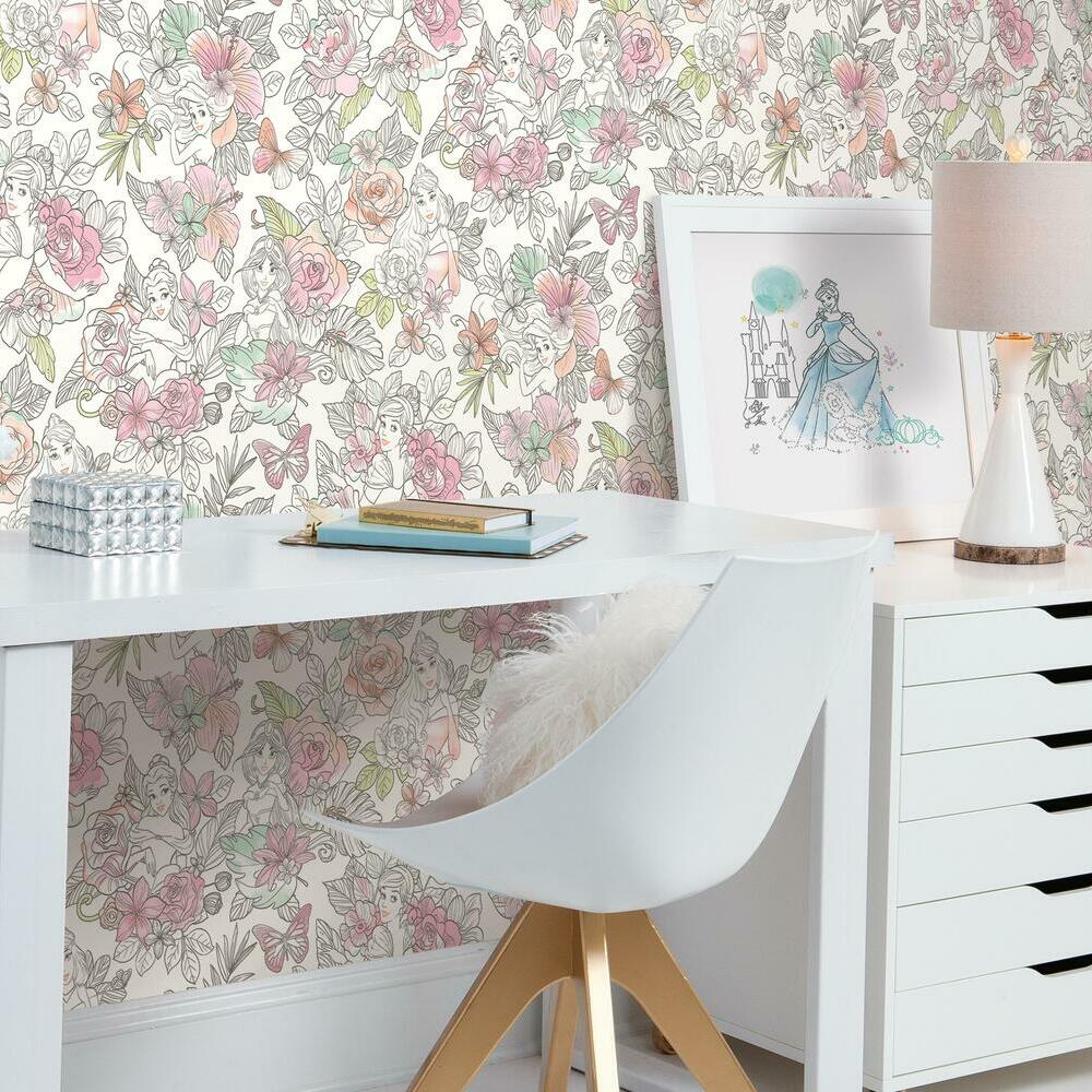 Disney Princess Royal Floral Peel and Stick Wallpaper Peel and Stick Wallpaper RoomMates   