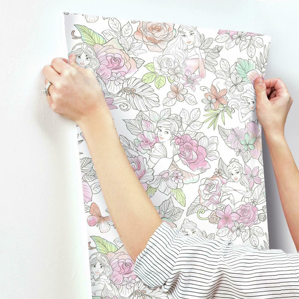Disney Princess Royal Floral Peel and Stick Wallpaper Peel and Stick Wallpaper RoomMates   