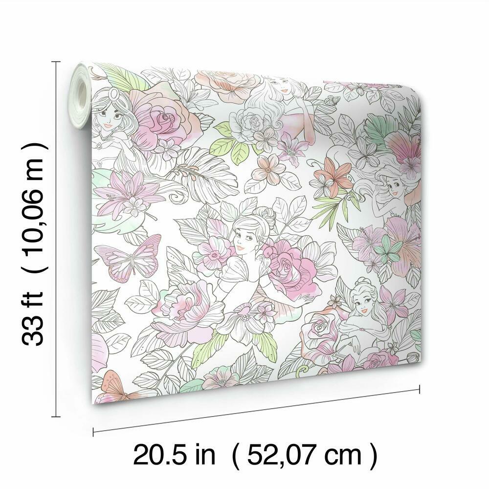 Disney Princess Royal Floral Peel and Stick Wallpaper Peel and Stick Wallpaper RoomMates   