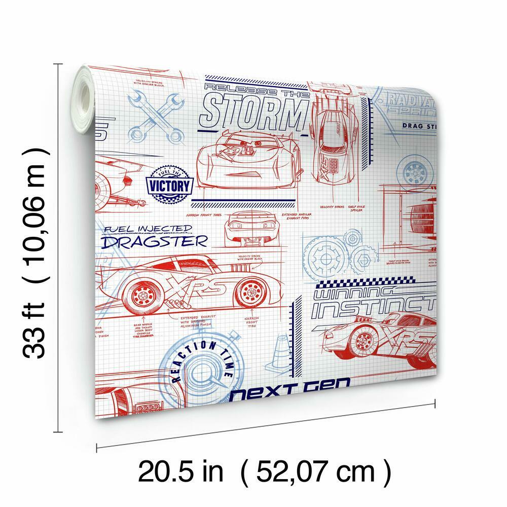 Disney and Pixar Cars Schematic Peel and Stick Wallpaper Peel and Stick Wallpaper RoomMates   