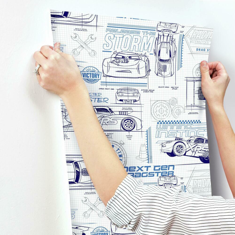 Disney and Pixar Cars Schematic Peel and Stick Wallpaper Peel and Stick Wallpaper RoomMates   