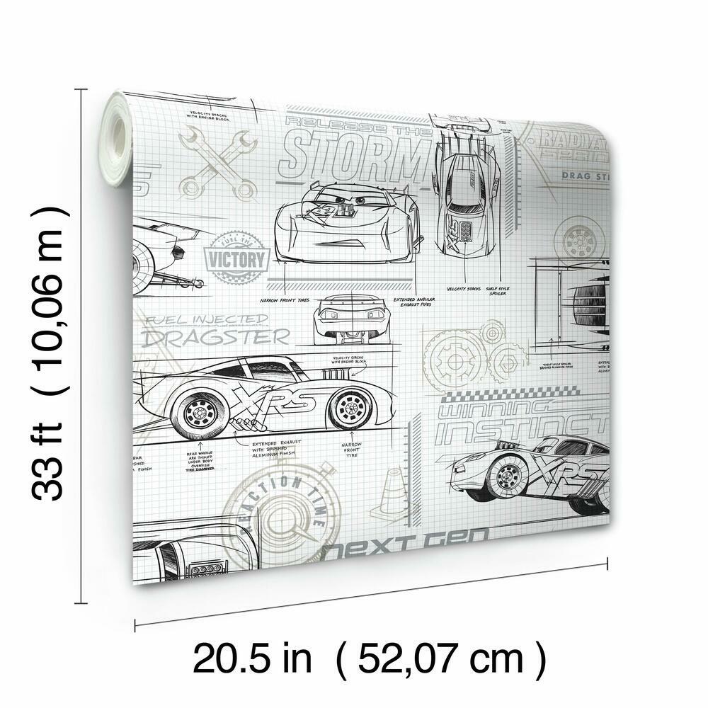 Disney and Pixar Cars Schematic Peel and Stick Wallpaper Peel and Stick Wallpaper RoomMates   