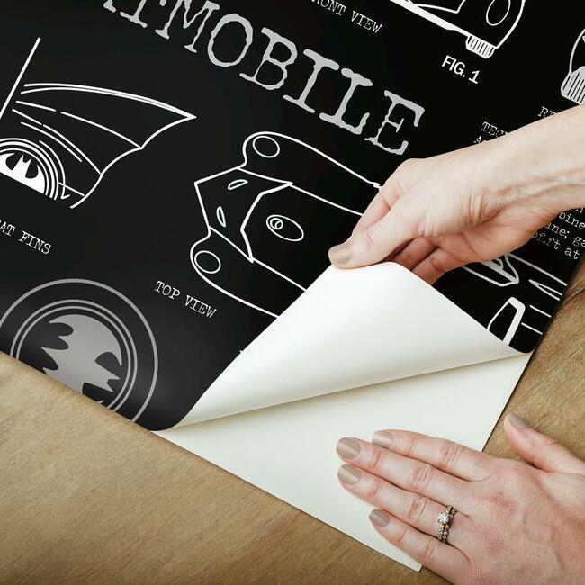 Batmobile Blueprint Peel And Stick Wallpaper Peel and Stick Wallpaper RoomMates   