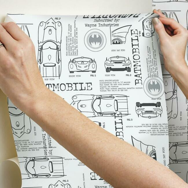 Batmobile Blueprint Peel And Stick Wallpaper Peel and Stick Wallpaper RoomMates   