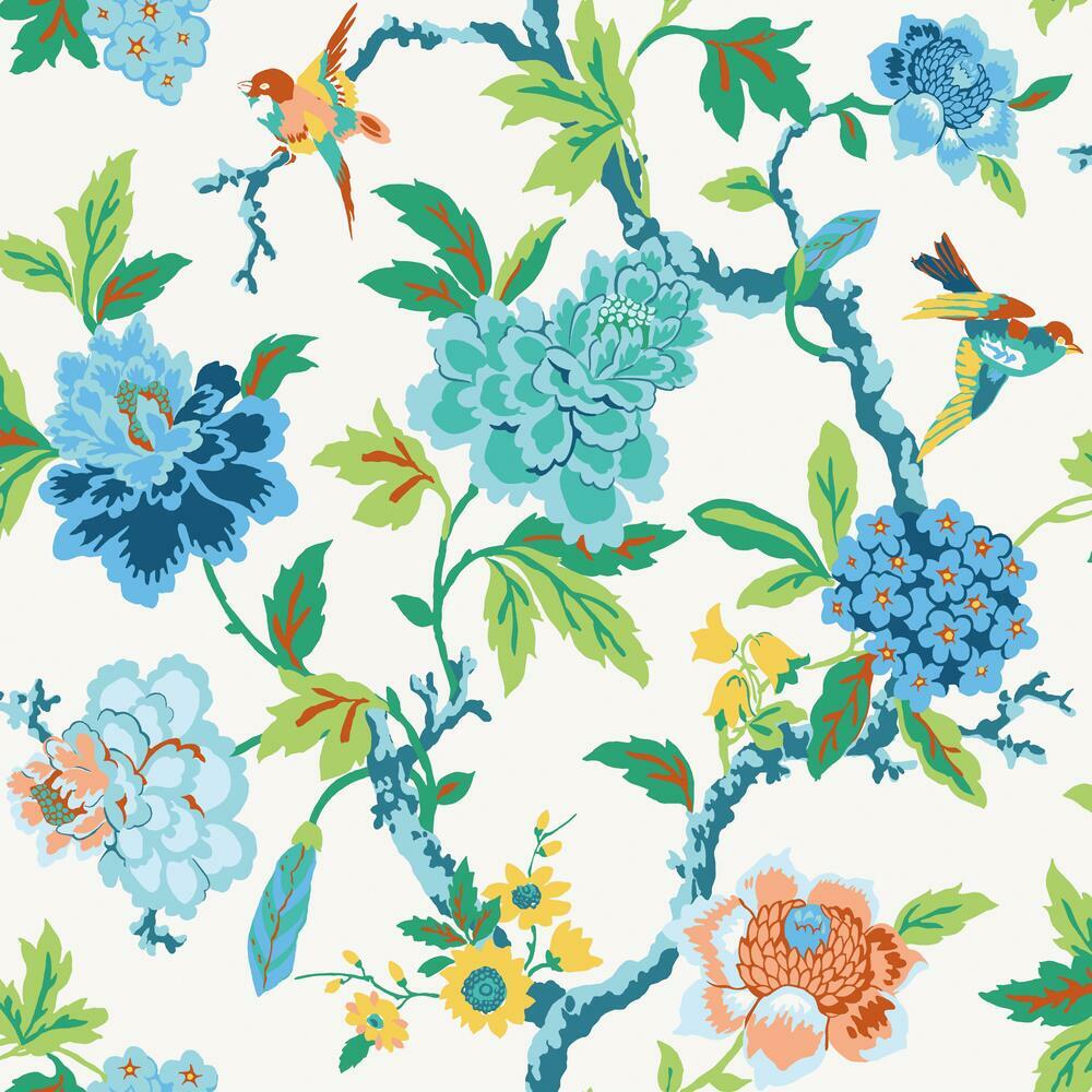 Waverly Candid Moments Peel & Stick Wallpaper Peel and Stick Wallpaper RoomMates Roll Blue 