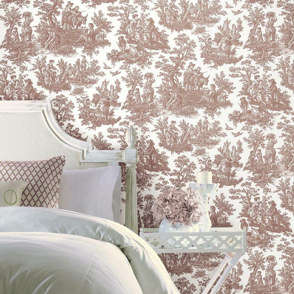 Waverly Country Life Toile Peel and Stick Wallpaper Peel and Stick Wallpaper RoomMates   