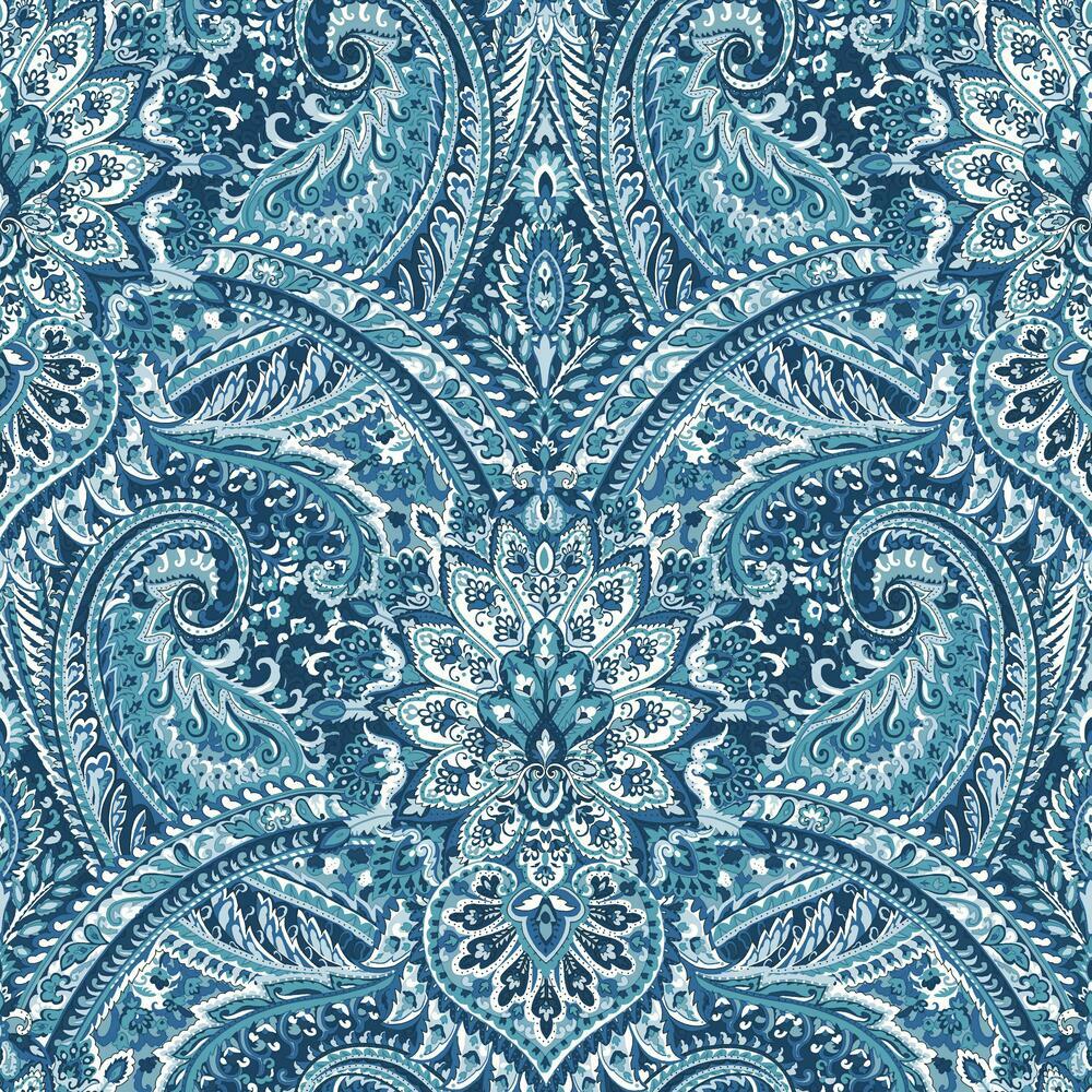 Waverly Swept Away Peel and Stick Wallpaper Peel and Stick Wallpaper RoomMates Roll Blue 