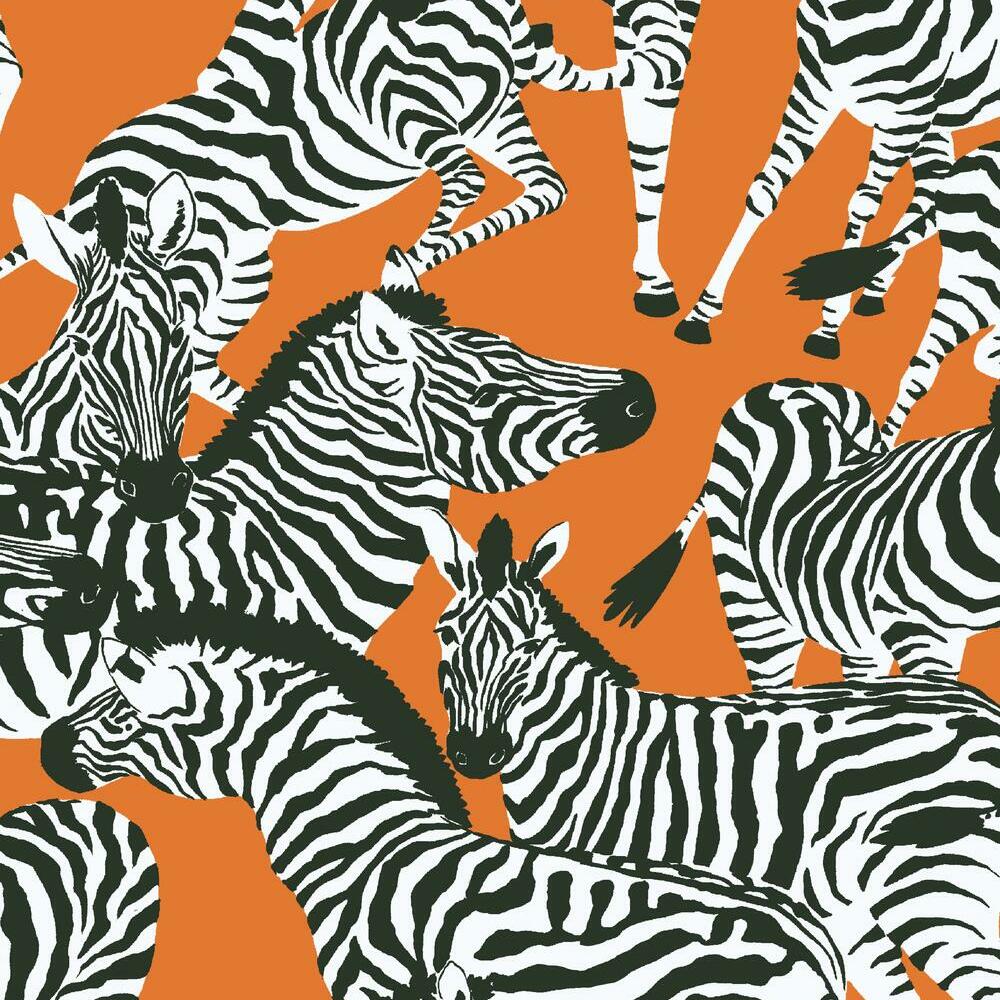 Waverly Herd Together Peel and Stick Wallpaper Peel and Stick Wallpaper RoomMates Roll Orange 