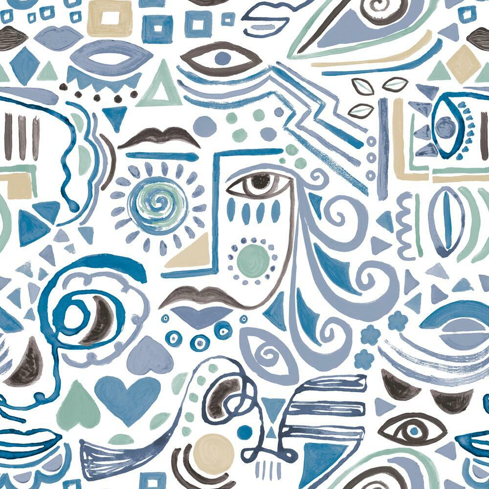 Mod Faces Peel & Stick Wallpaper Peel and Stick Wallpaper RoomMates