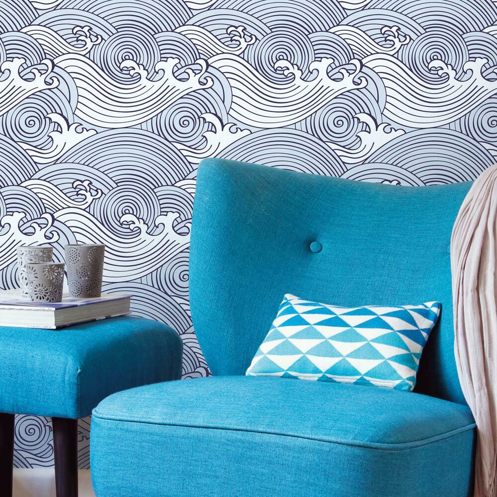 Asian Waves Peel & Stick Wallpaper Peel and Stick Wallpaper RoomMates   