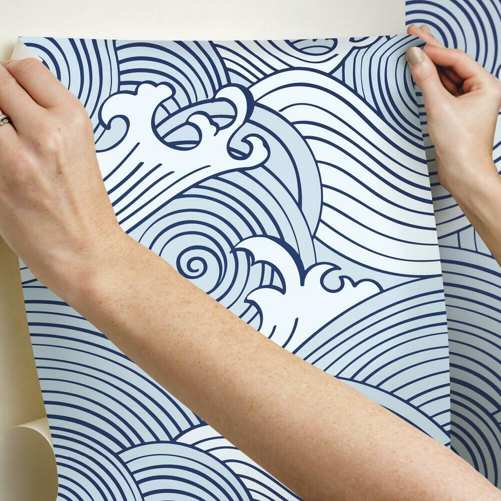 Asian Waves Peel & Stick Wallpaper Peel and Stick Wallpaper RoomMates   
