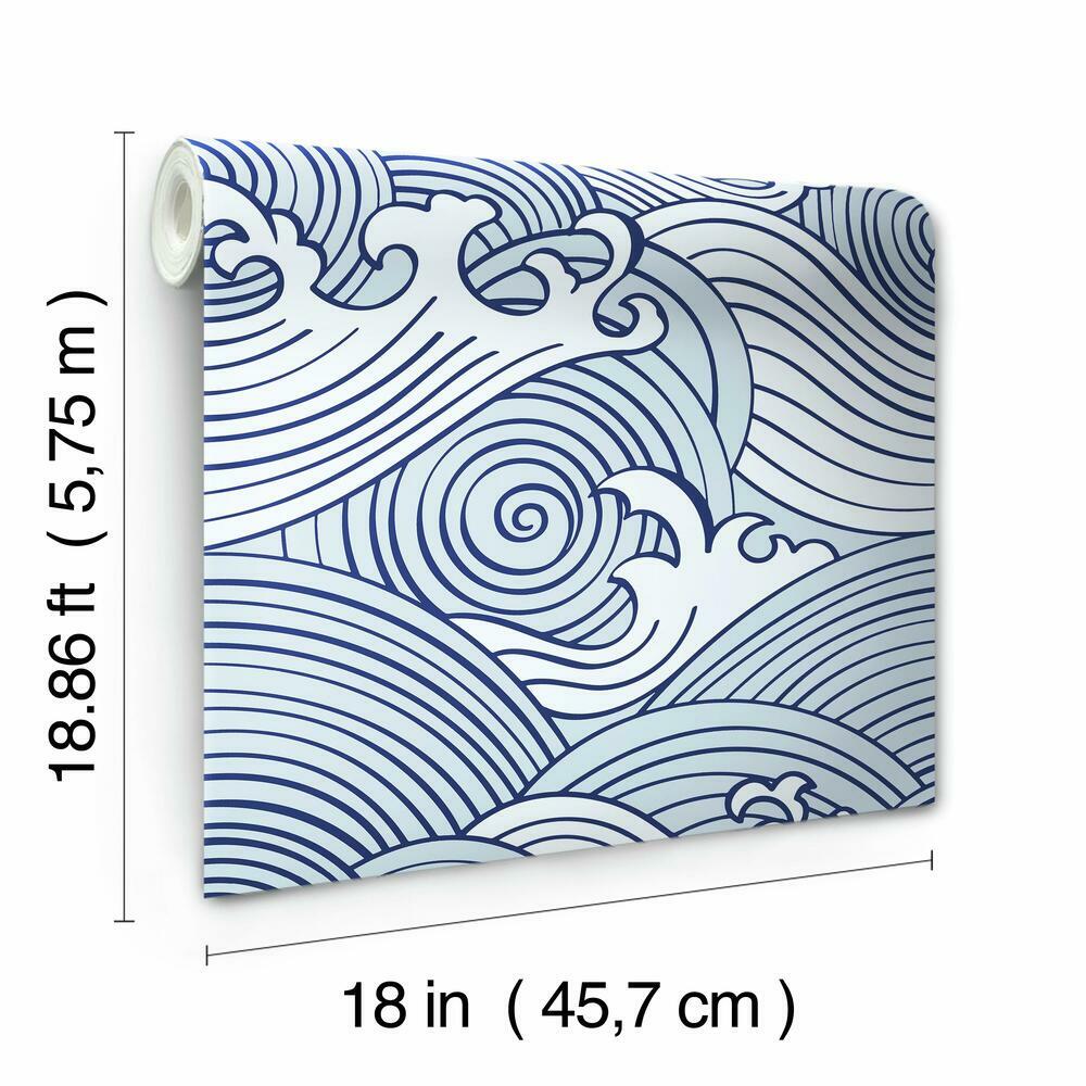 Asian Waves Peel & Stick Wallpaper Peel and Stick Wallpaper RoomMates   