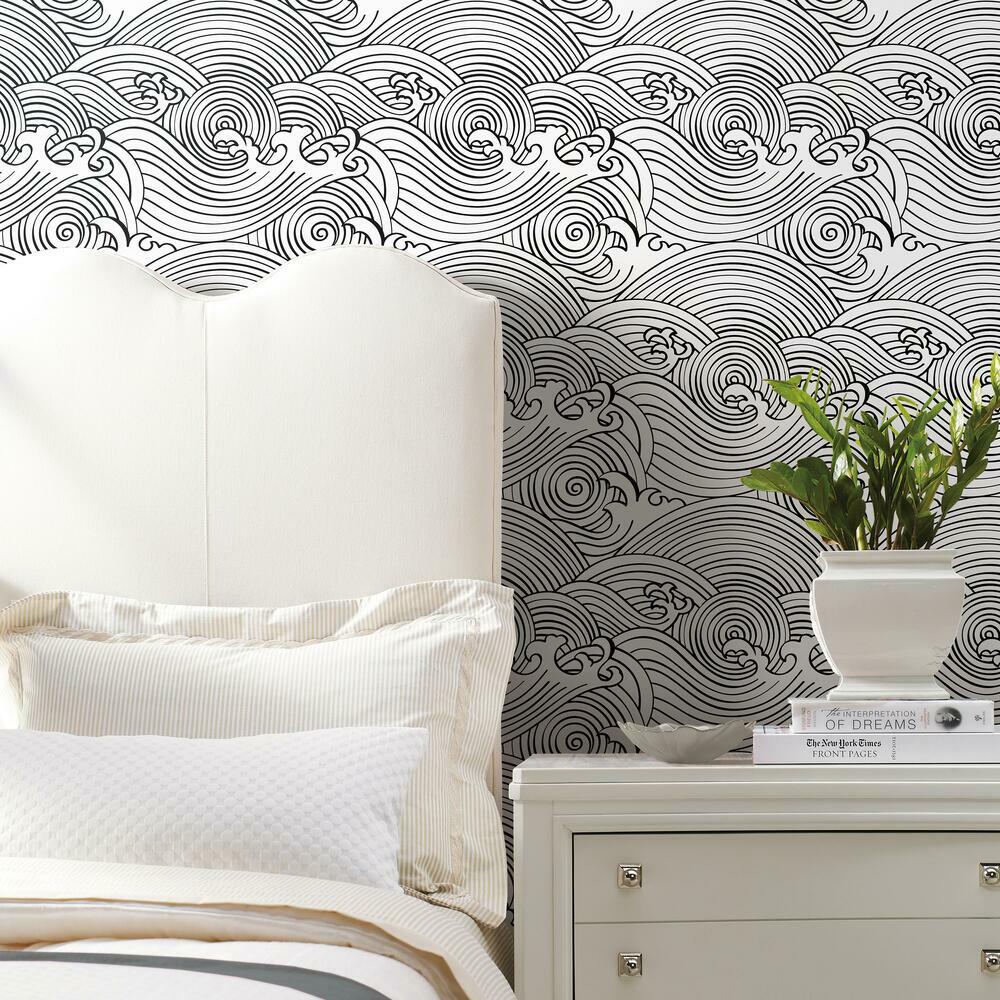 Asian Waves Peel & Stick Wallpaper Peel and Stick Wallpaper RoomMates   