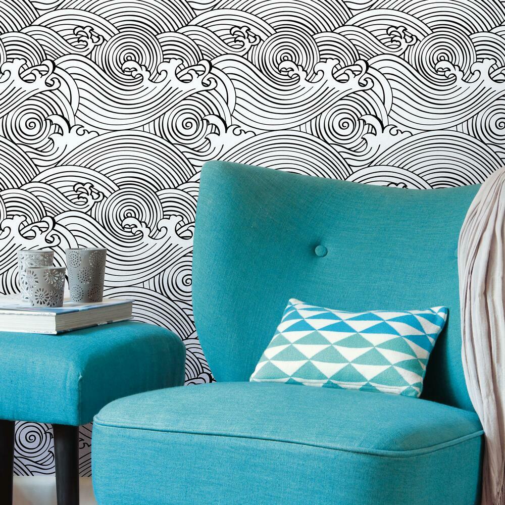 Asian Waves Peel & Stick Wallpaper Peel and Stick Wallpaper RoomMates   