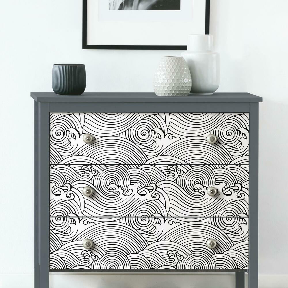 Asian Waves Peel & Stick Wallpaper Peel and Stick Wallpaper RoomMates   