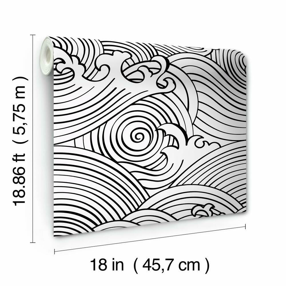 Asian Waves Peel & Stick Wallpaper Peel and Stick Wallpaper RoomMates   