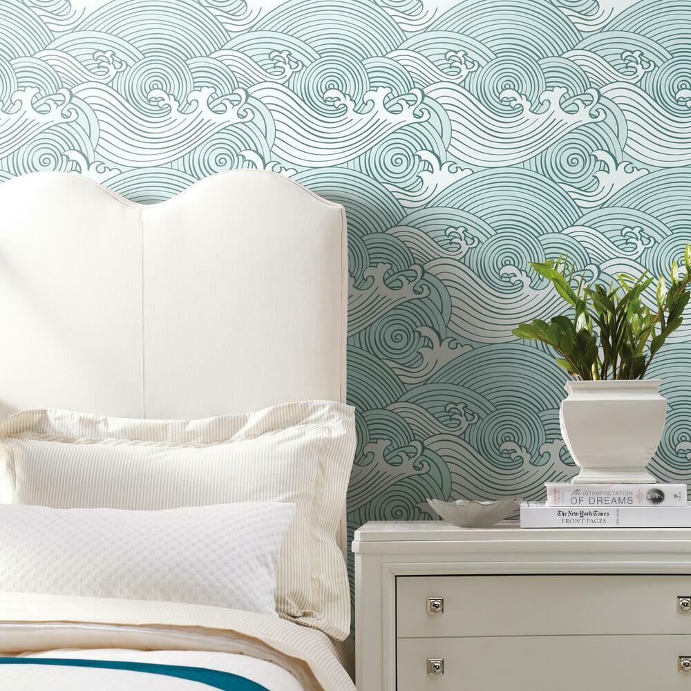 Asian Waves Peel & Stick Wallpaper Peel and Stick Wallpaper RoomMates   