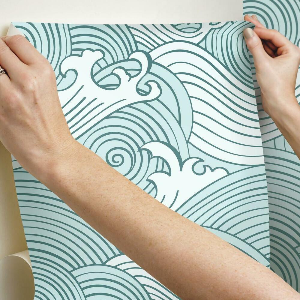 Asian Waves Peel & Stick Wallpaper Peel and Stick Wallpaper RoomMates   