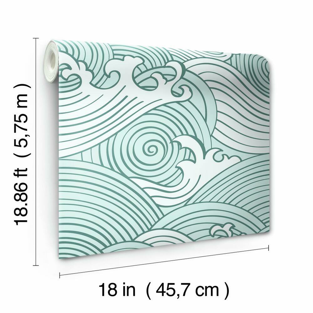 Asian Waves Peel & Stick Wallpaper Peel and Stick Wallpaper RoomMates   