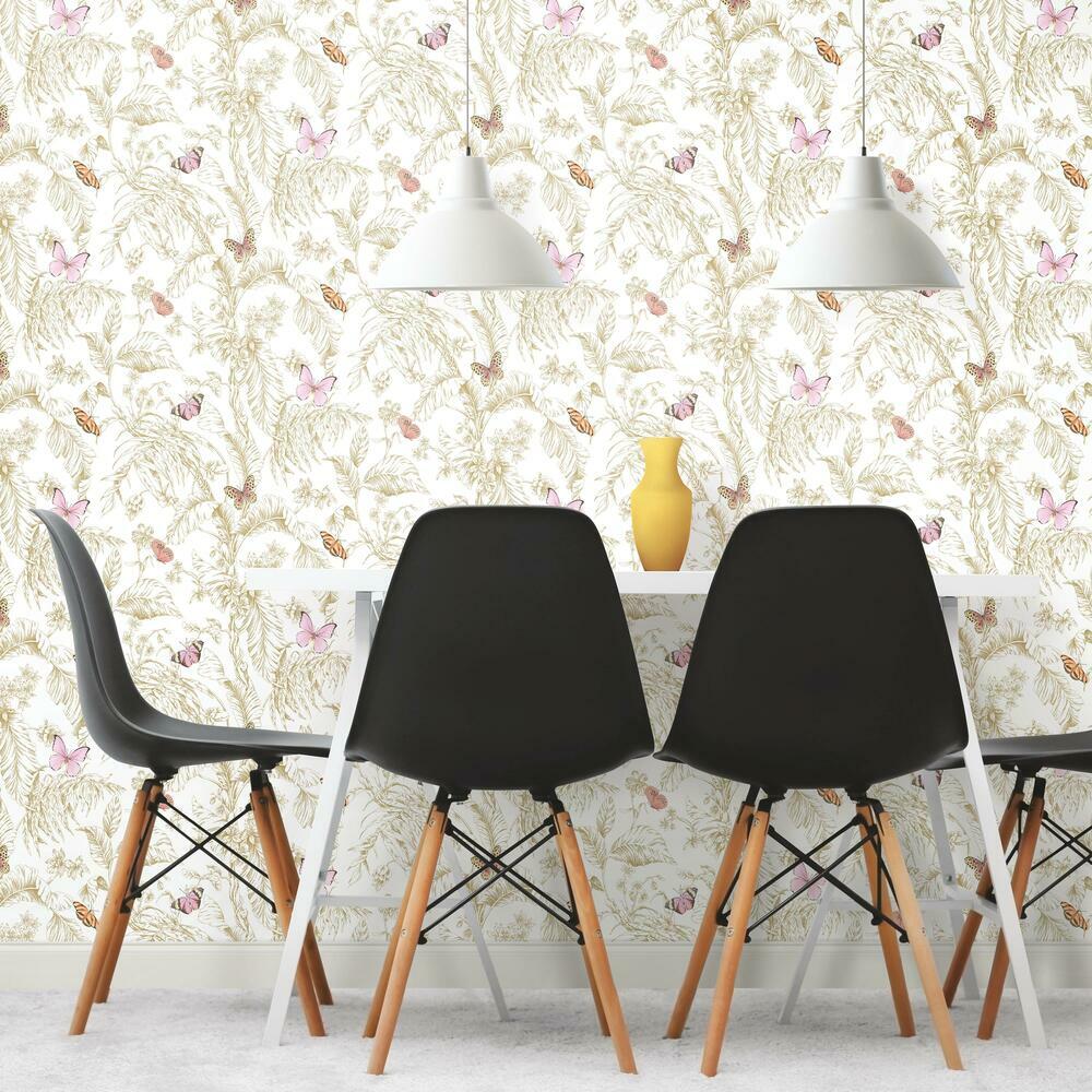 Butterfly Sketch Peel and Stick Wallpaper Peel and Stick Wallpaper RoomMates   