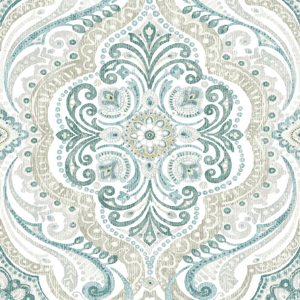 Bohemian Damask Peel and Stick Wallpaper Peel and Stick Wallpaper RoomMates Roll Yellow 