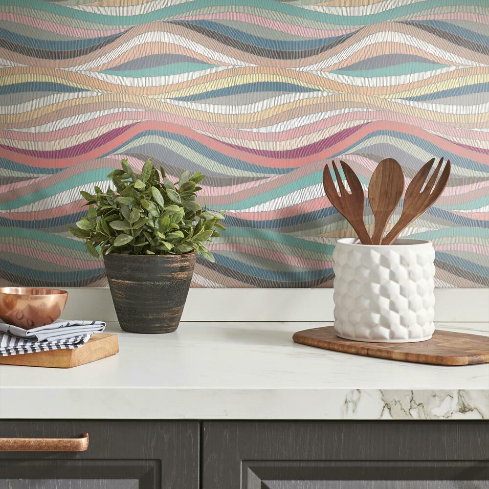 Mosaic Waves Peel and Stick Wallpaper Peel and Stick Wallpaper RoomMates   