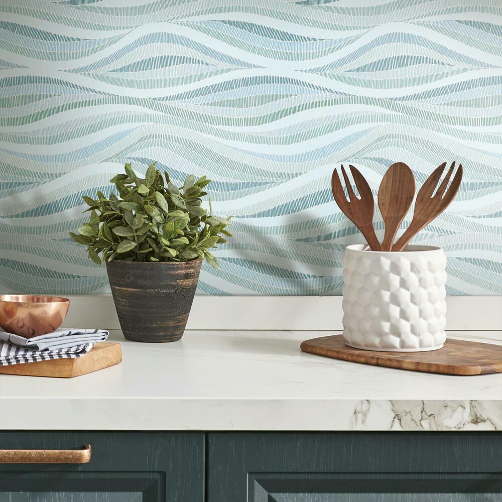 Mosaic Waves Peel and Stick Wallpaper Peel and Stick Wallpaper RoomMates   