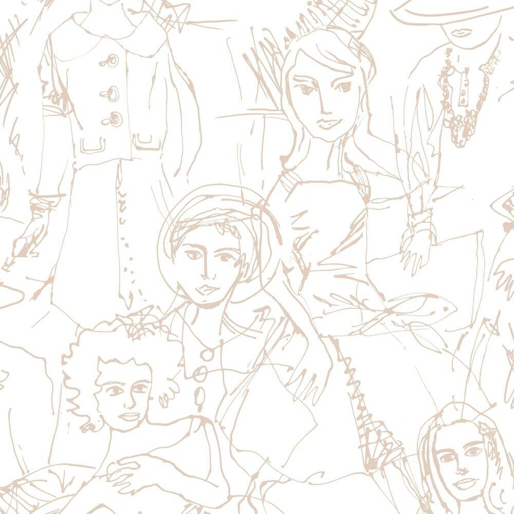 Vogue Sketches Peel and Stick Wallpaper Peel and Stick Wallpaper RoomMates Roll Pink 
