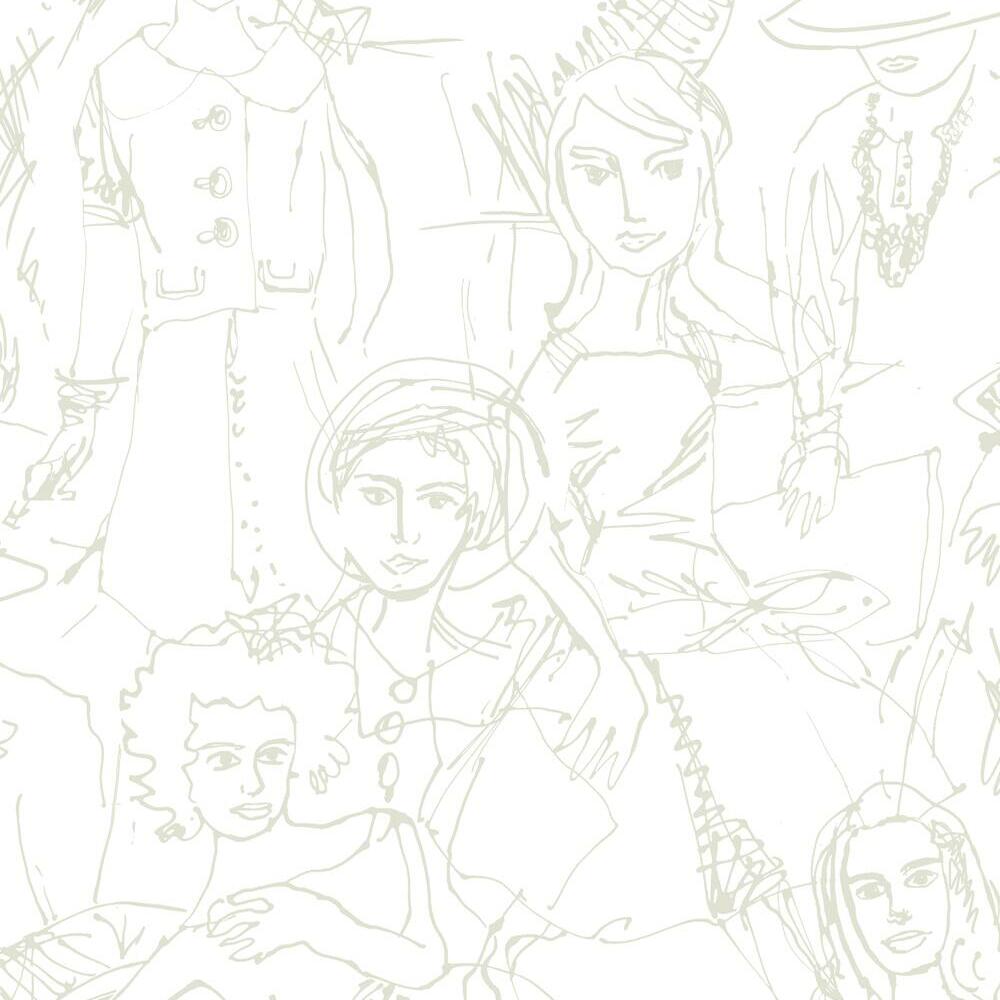 Vogue Sketches Peel and Stick Wallpaper Peel and Stick Wallpaper RoomMates Roll Taupe 