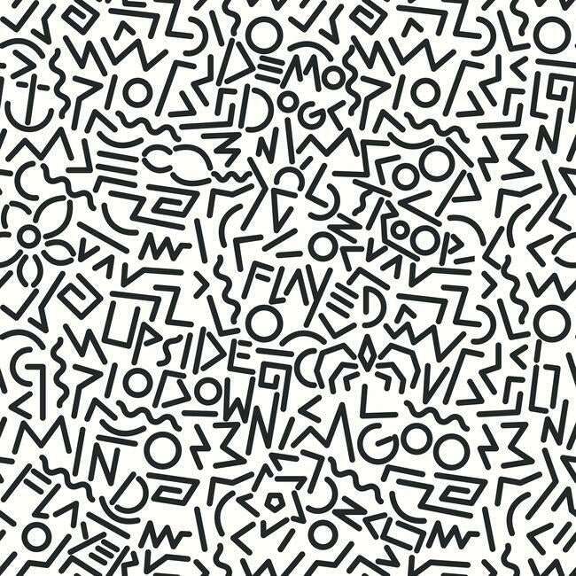 Stranger Things Doodles Peel & Stick Wallpaper Peel and Stick Wallpaper RoomMates Roll Black 