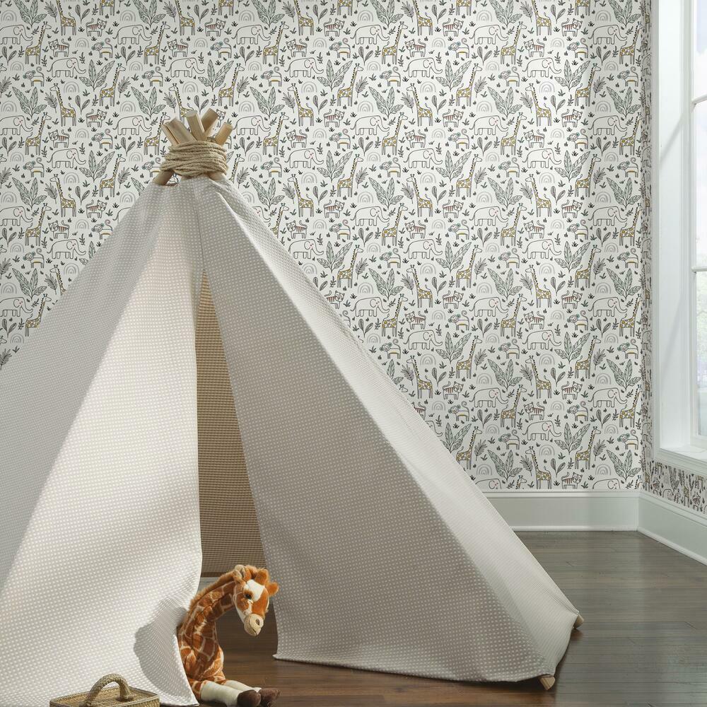 Jungle Menagerie Peel and Stick Wallpaper Peel and Stick Wallpaper RoomMates   