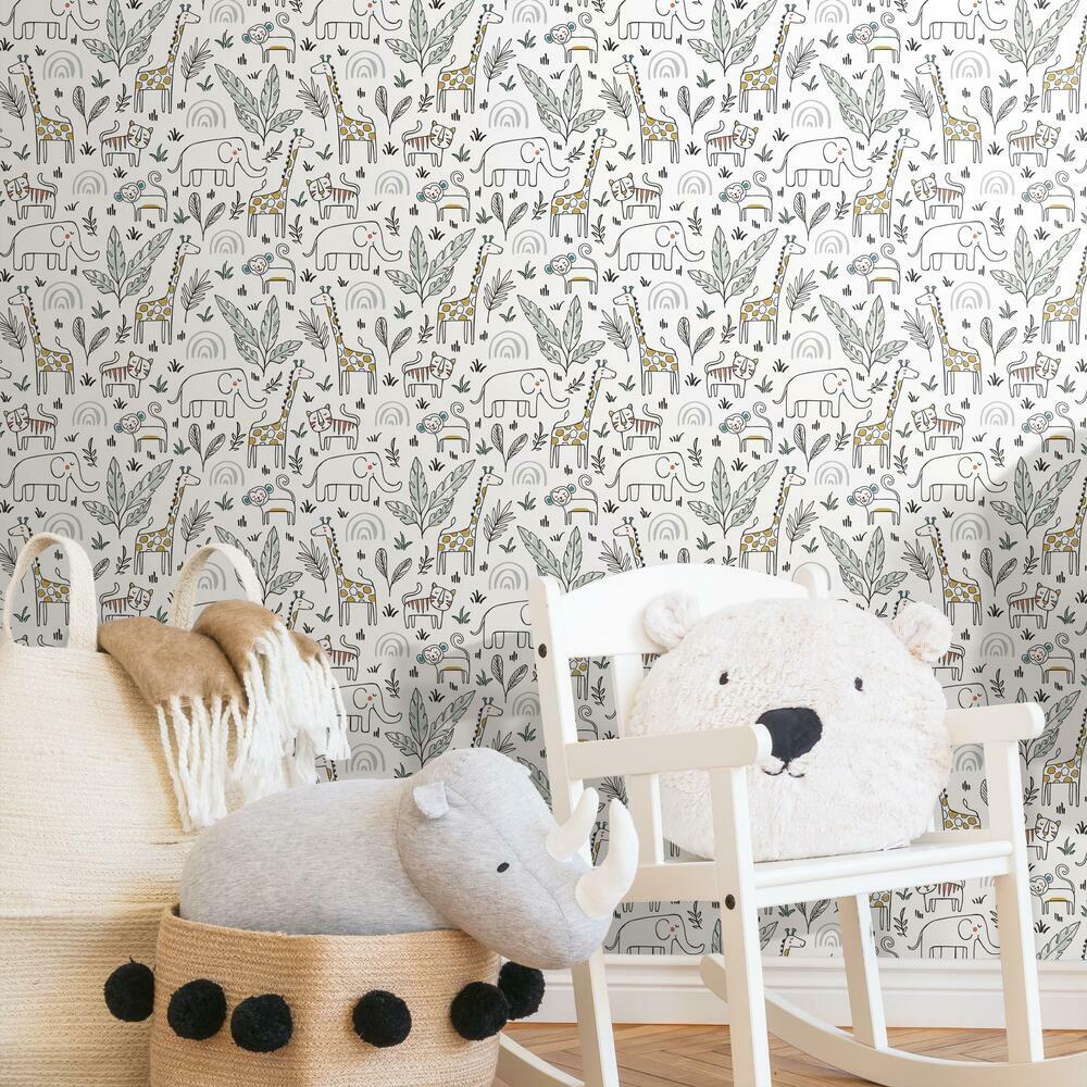 Jungle Menagerie Peel and Stick Wallpaper Peel and Stick Wallpaper RoomMates   
