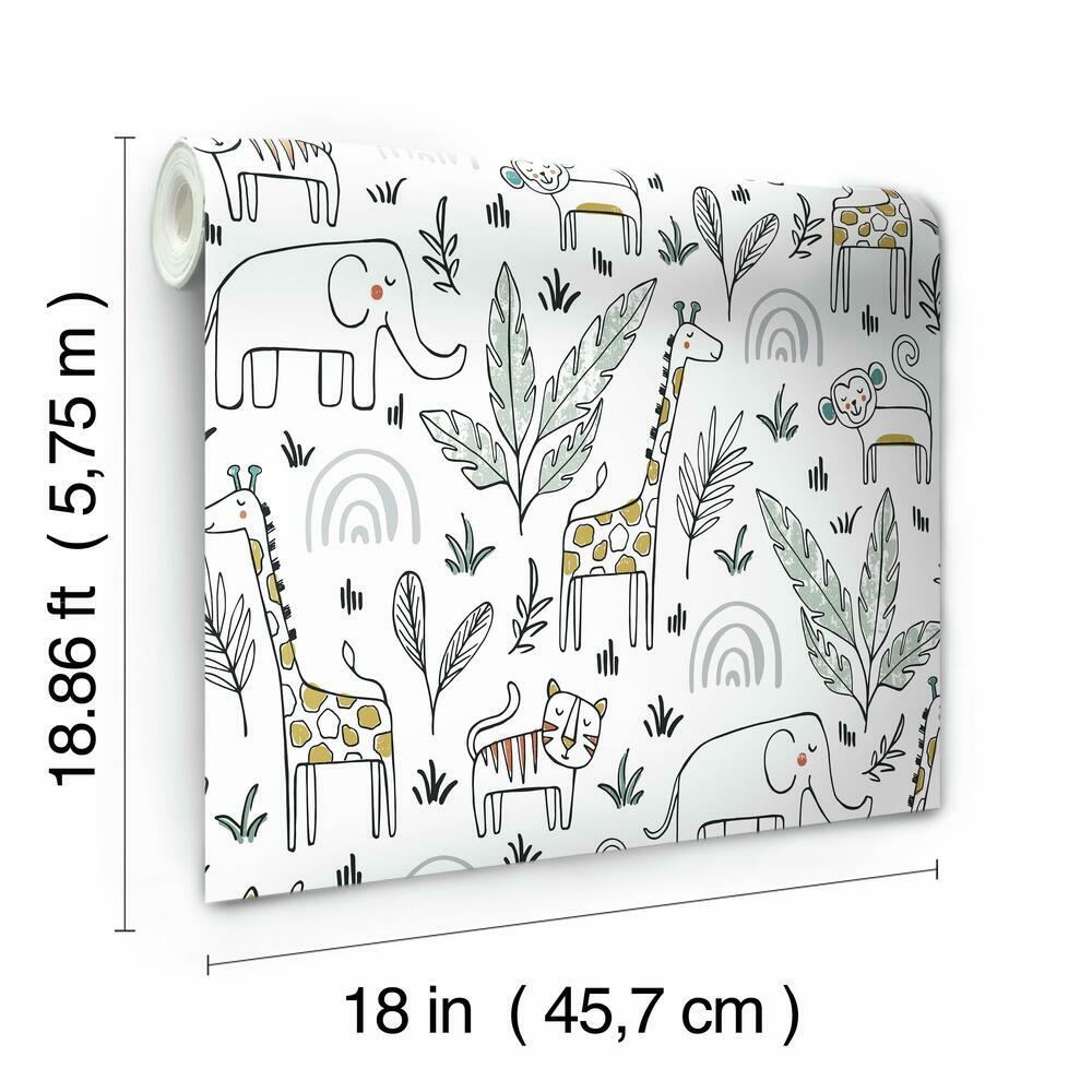 Jungle Menagerie Peel and Stick Wallpaper Peel and Stick Wallpaper RoomMates   