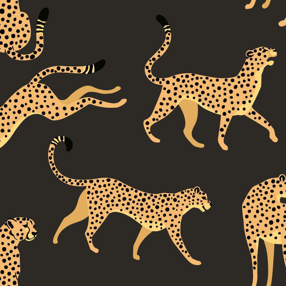 Cheetah Cheetah Peel and Stick Wallpaper Peel and Stick Wallpaper RoomMates Roll Black 