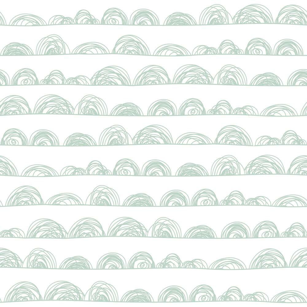 Doodle Scallop Peel and Stick Wallpaper Peel and Stick Wallpaper RoomMates Roll Green 