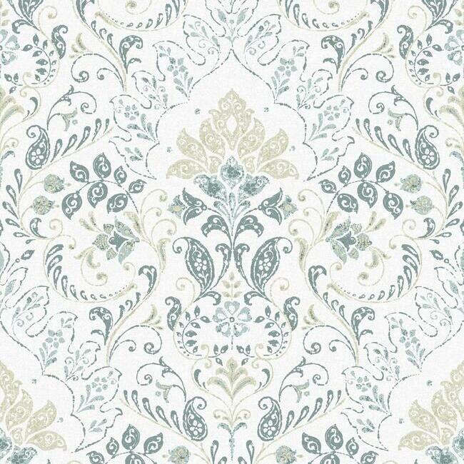 Persian Damask Peel and Stick Wallpaper Peel and Stick Wallpaper RoomMates Roll White 