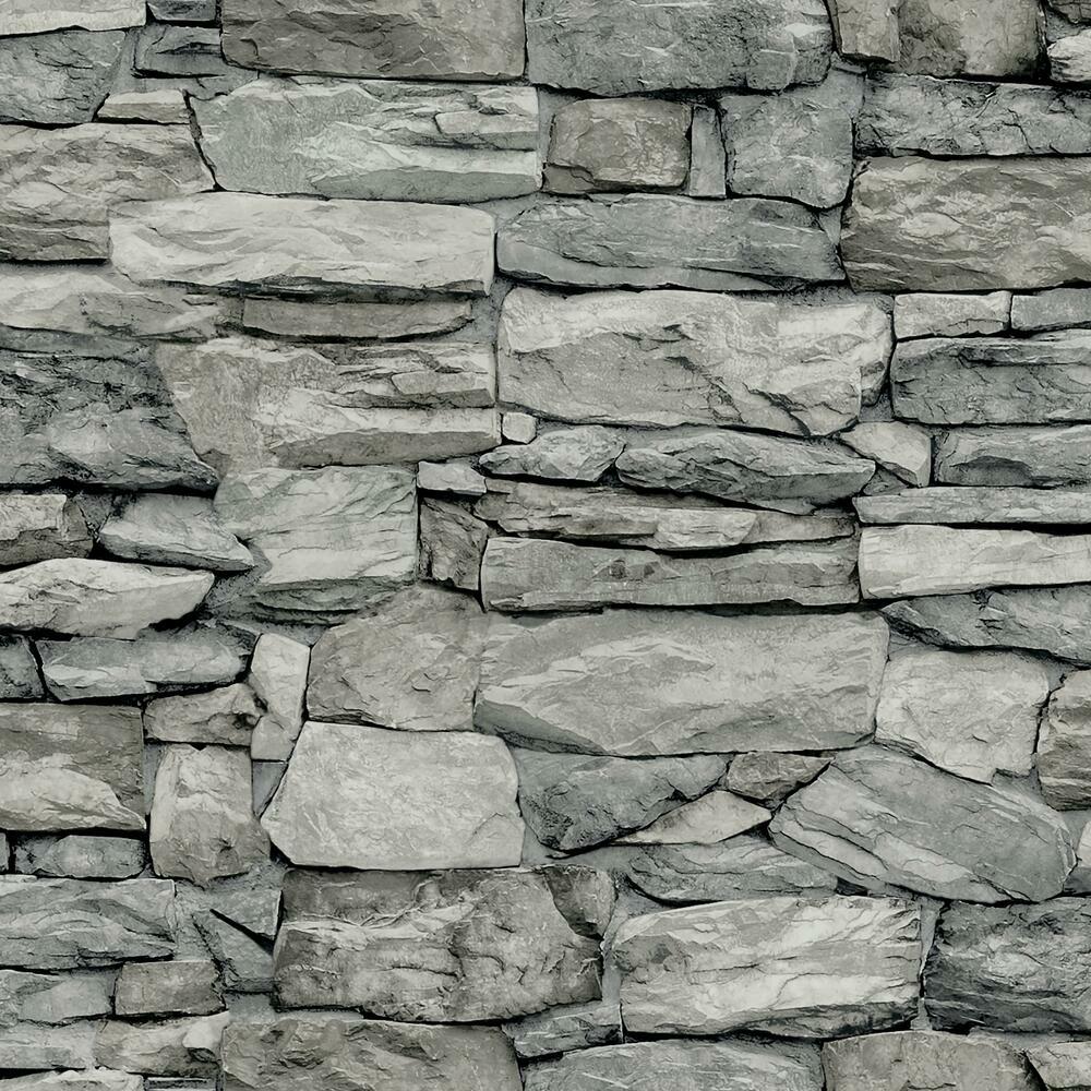 Stone Peel and Stick Wallpaper Peel and Stick Wallpaper RoomMates Roll Grey 