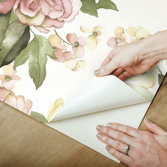 Watercolor Floral Bouquet Peel & Stick Wallpaper Peel and Stick Wallpaper RoomMates   