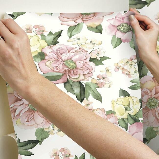 Watercolor Floral Bouquet Peel & Stick Wallpaper Peel and Stick Wallpaper RoomMates   
