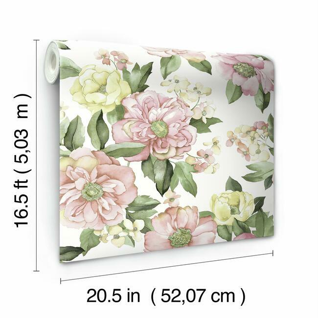 Watercolor Floral Bouquet Peel & Stick Wallpaper Peel and Stick Wallpaper RoomMates   