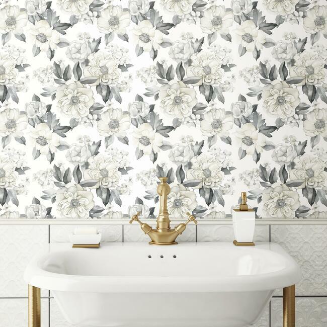 Watercolor Floral Bouquet Peel & Stick Wallpaper Peel and Stick Wallpaper RoomMates   