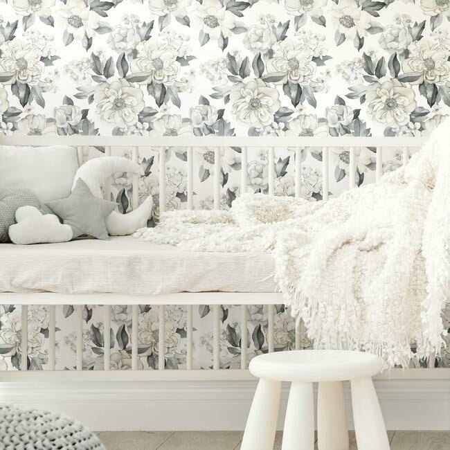 Watercolor Floral Bouquet Peel & Stick Wallpaper Peel and Stick Wallpaper RoomMates   