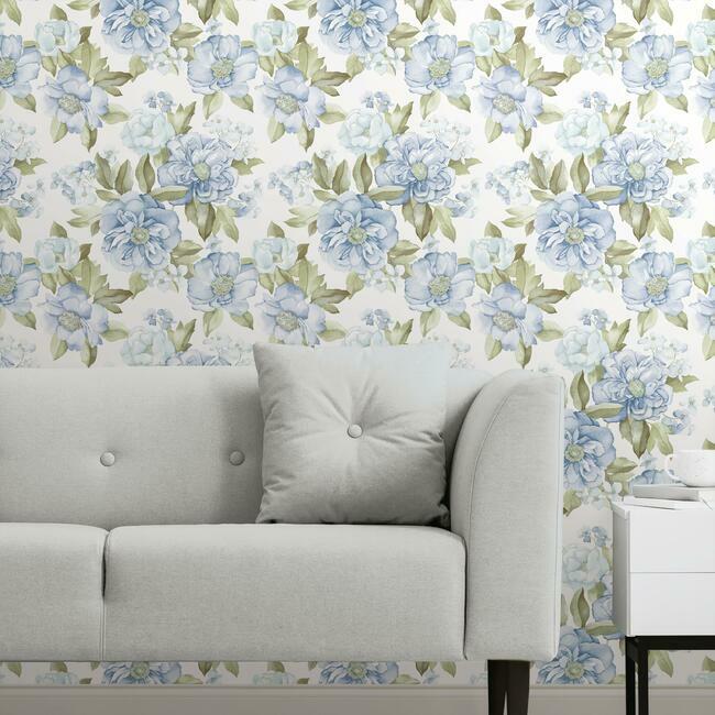 Watercolor Floral Bouquet Peel & Stick Wallpaper Peel and Stick Wallpaper RoomMates   