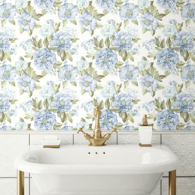 Watercolor Floral Bouquet Peel & Stick Wallpaper Peel and Stick Wallpaper RoomMates   