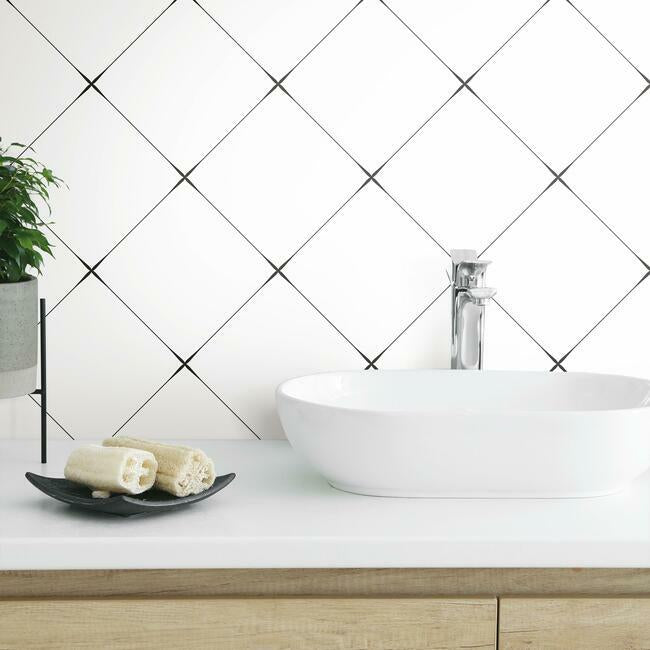 Diamond Tile Geo Peel & Stick Wallpaper Peel and Stick Wallpaper RoomMates   