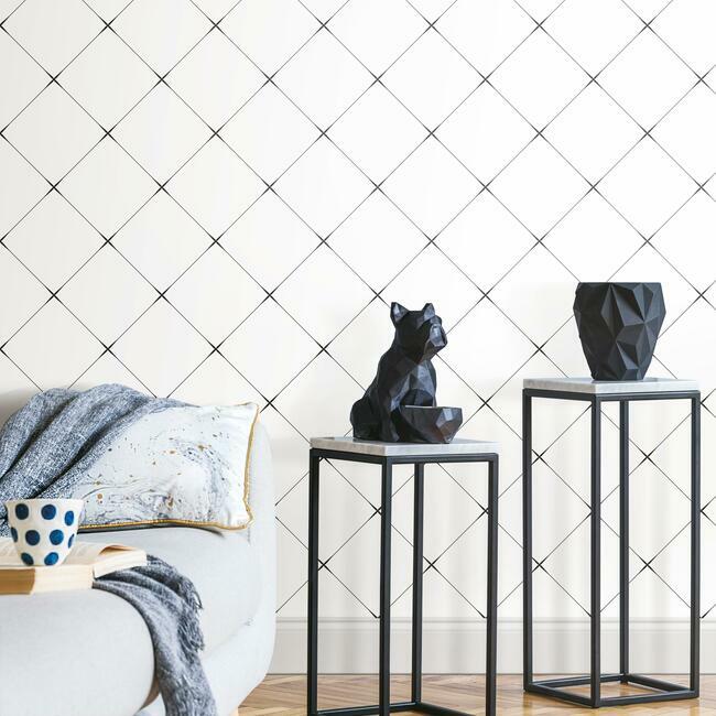 Diamond Tile Geo Peel & Stick Wallpaper Peel and Stick Wallpaper RoomMates   