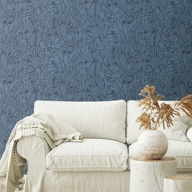 Tropical Leaves Sketch Peel and Stick Wallpaper Peel and Stick Wallpaper RoomMates   
