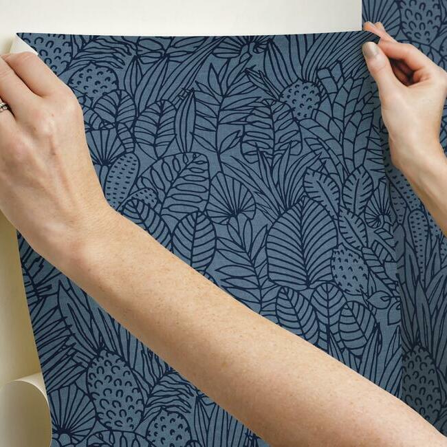 Tropical Leaves Sketch Peel and Stick Wallpaper Peel and Stick Wallpaper RoomMates   